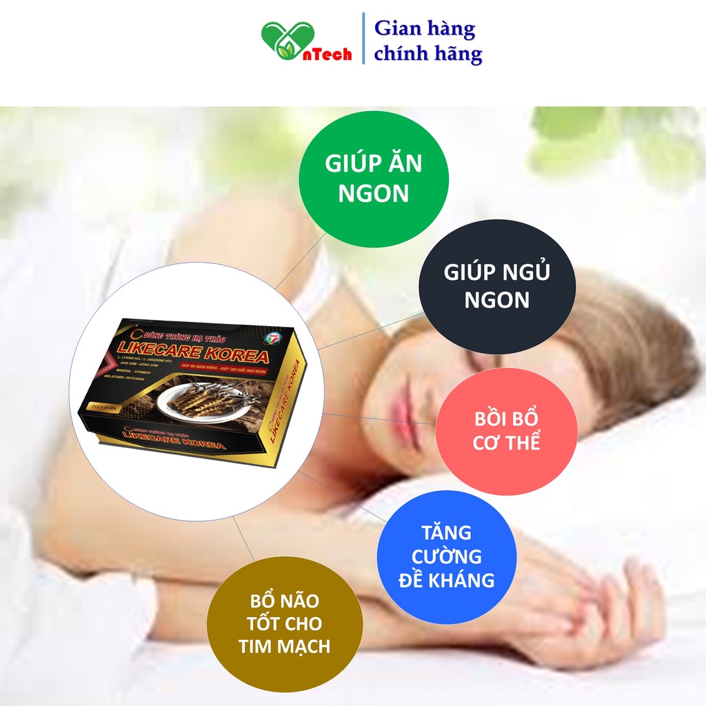 Đông trùng hạ thảo GoldWings LIKECARE KOREA Hỗ trợ ăn ngon ngủ tốt bồi bổ cơ thể tăng sức đề kháng hộp 60 viên
