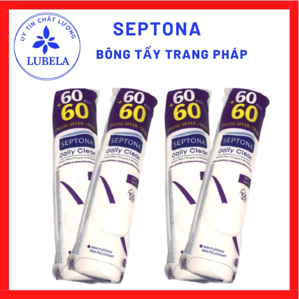 Bông tẩy trang pháp 120 miếng tròn 3 lớp septona