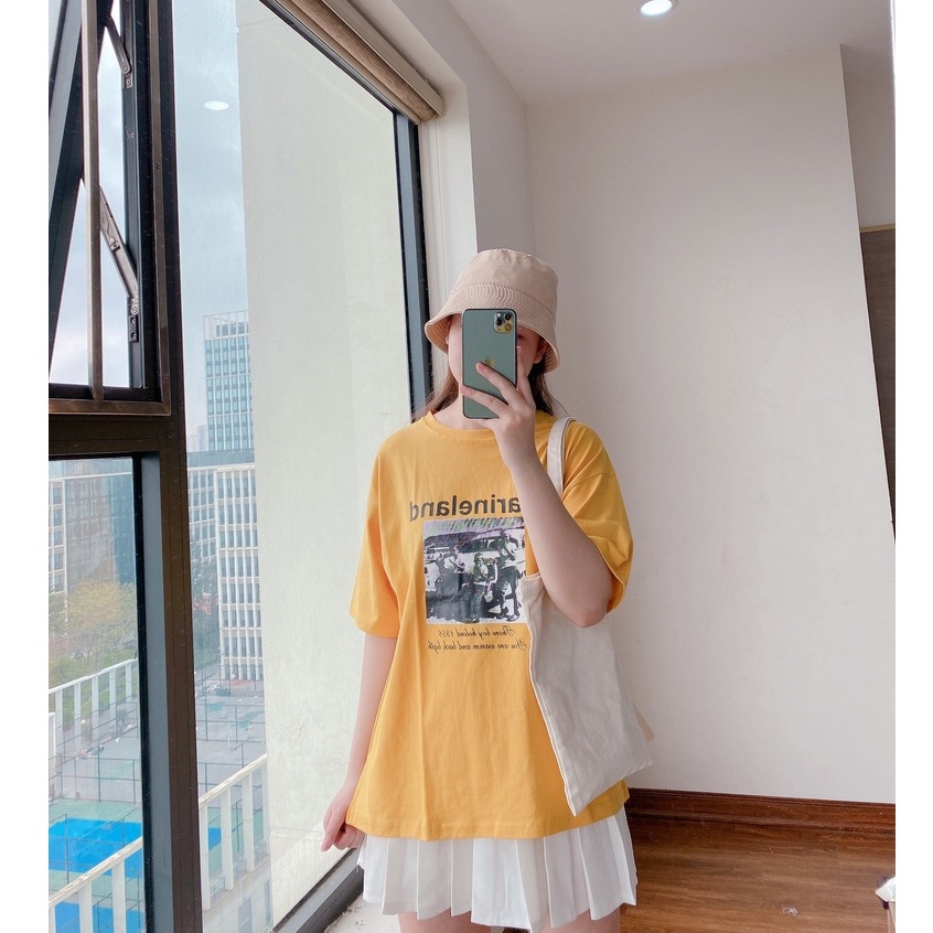 Áo Thun 3158 Marineland PEONYB Nữ [FREESHIP] Phông form rộng tay lỡ oversize in hình vintage trắng đen cá tính Ulzzang