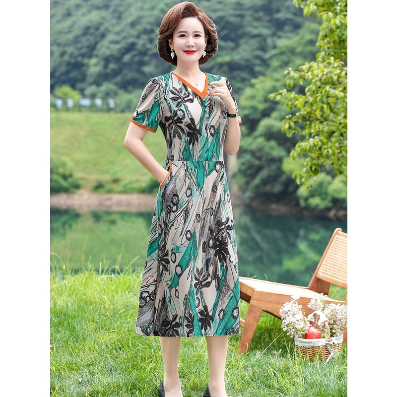 Đầm Thời Trang Mùa Hè Phong Cách Mới Dành Cho Phụ Nữ Trung Niên Trung Niên 40 Tuổi