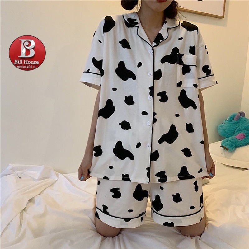Đồ Bộ Nữ Pijama Cộc Tay Chất Thun Sữa Mềm Mại Họa Tiết Dễ Thương BC08