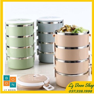 Hộp đựng cơm giữ nhiệt 4 tầng lúa mạch