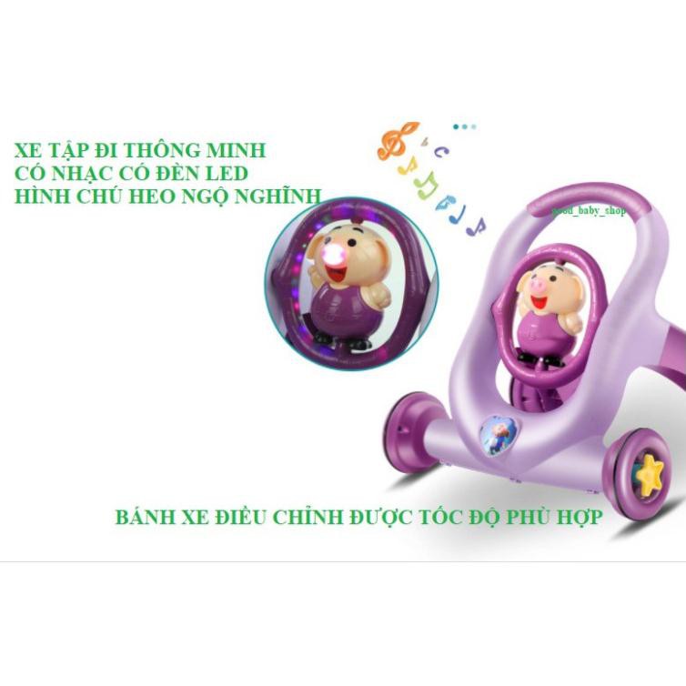 Xe tập đi cho bé hình CHÚ HEO NGỘ NGHĨNH, CÓ NHẠC LOA TO VÀ ĐÈN LED NHẤP NHÁY