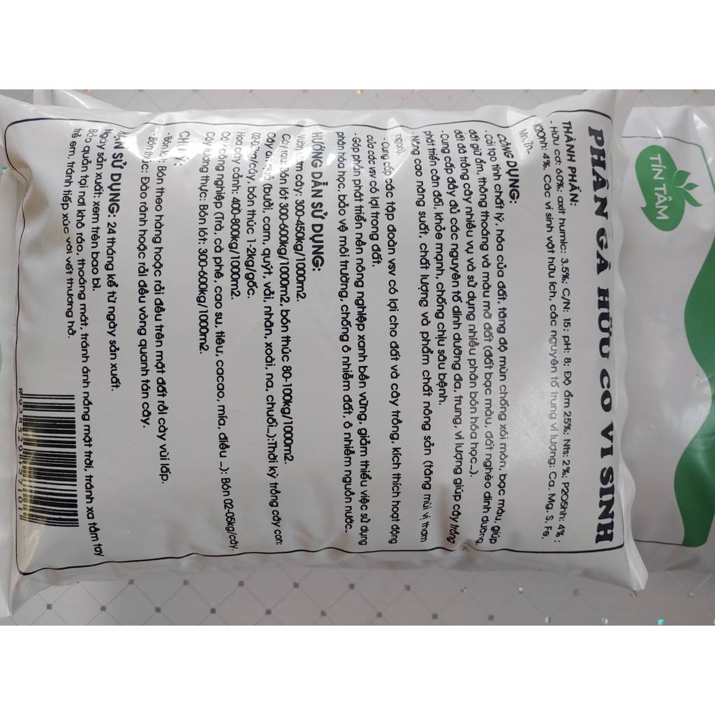 Phân gà hữu cơ vi sinh bao 2kg- phân gà ủ hoai- phân hữu cơ vi sinh Tín Tâm