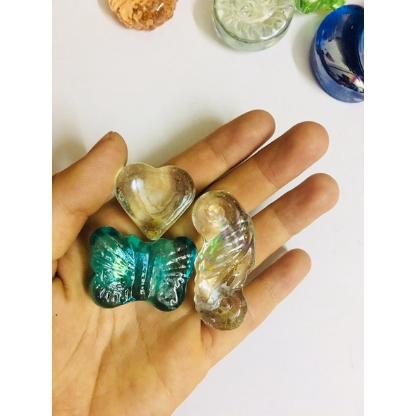Đá màu trang trí bể cá, thủy sinh gói 500g - Sỏi thủy tinh trang trí