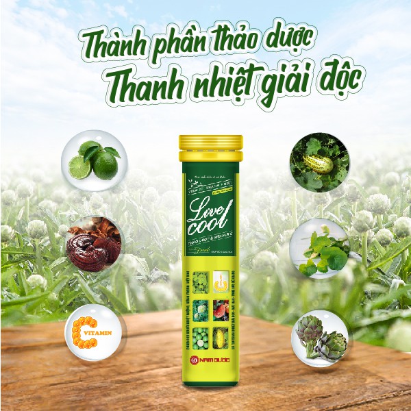 Viên sủi thanh nhiệt Livecool hương dưa gang 16 viên giảm nhiệt miệng nóng trong, giải độc, mát gan, tăng sức đề kháng