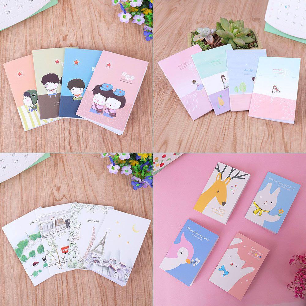 PISTA Set 5 / 5 Sổ Tay Mini Bỏ Túi In Họa Tiết Hoạt Hình Dễ Mang Theo Cho Học Sinh