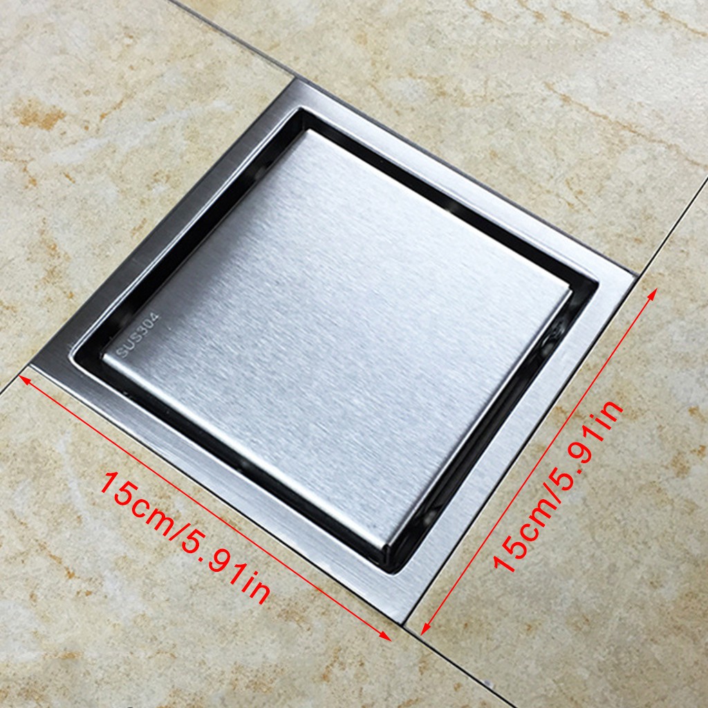 Set nắp cống thoát nước cho sàn nhà vuông 15cm bằng thép không gỉ 304 chất lượng cao