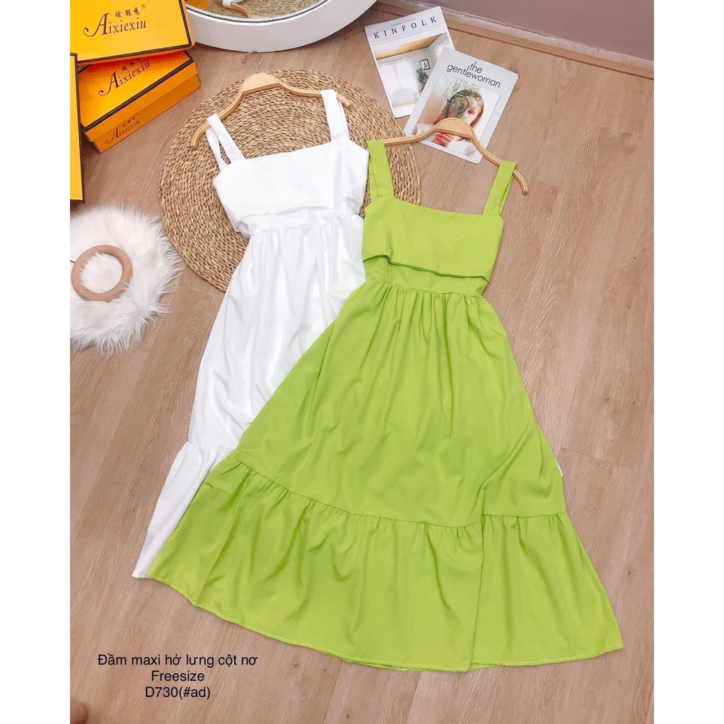 ĐẦM MAXI HỞ LƯNG CỘT NƠ