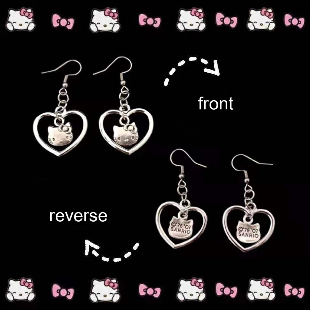 Bông Tai Hình Mèo Hello Kitty Bằng Hợp Kim Y2K Phong Cách Nhật Bản Ngọt Ngào