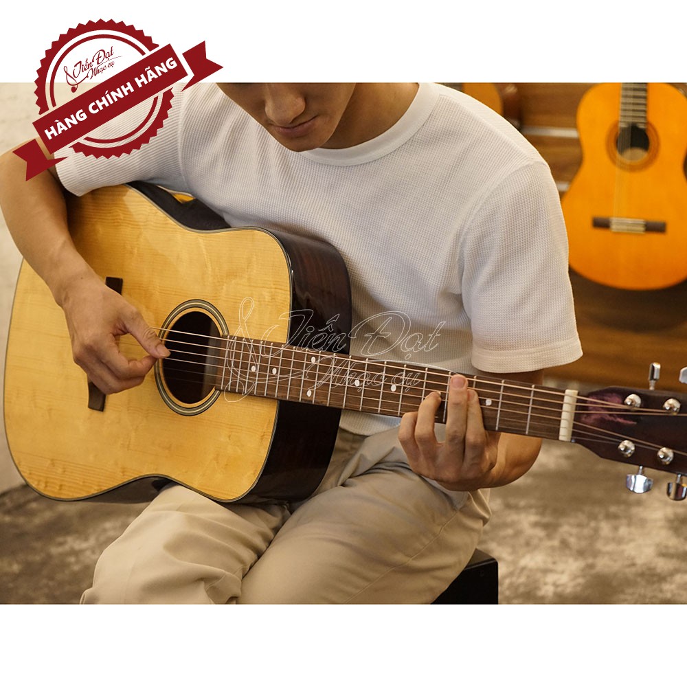 Đàn Guitar Acoustic Việt Nam GA-10EV Mặt Gỗ Thông Nguyên Tấm Cao Cấp - Bảo hành 12 tháng - Full phụ kiện