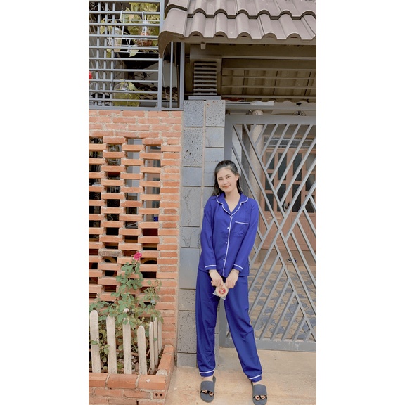 Đồ Bộ Nữ Tay Dài Mặc Nhà Pijama Chất Phi Lụa Không Nhăn Siêu Mịn - Ngọc Hân Fashion  - ĐĂNG QUANG FASHION