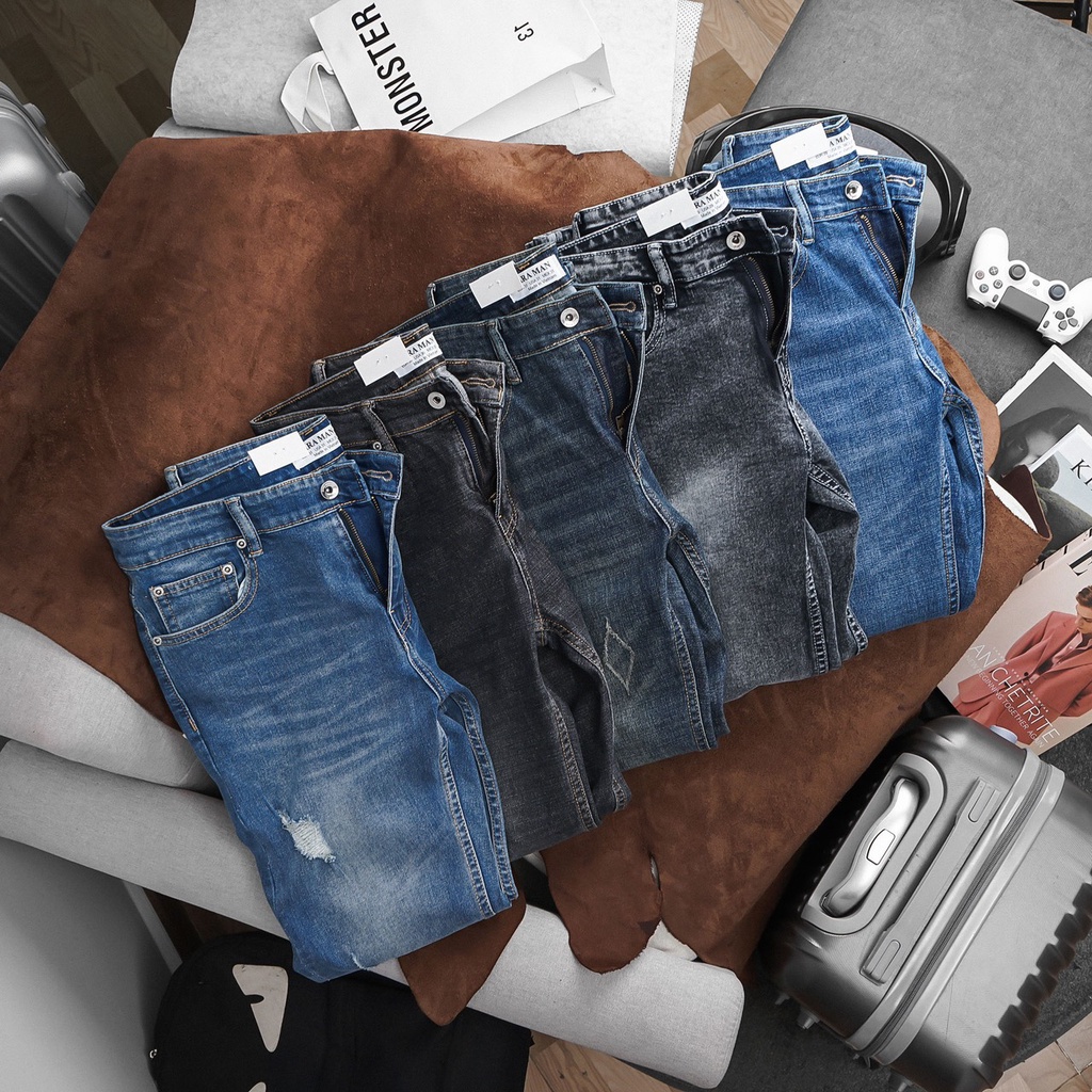 Quần Jean Slim Fit Nam màu xanh dương nhạt, co giãn, hàng cao cấp