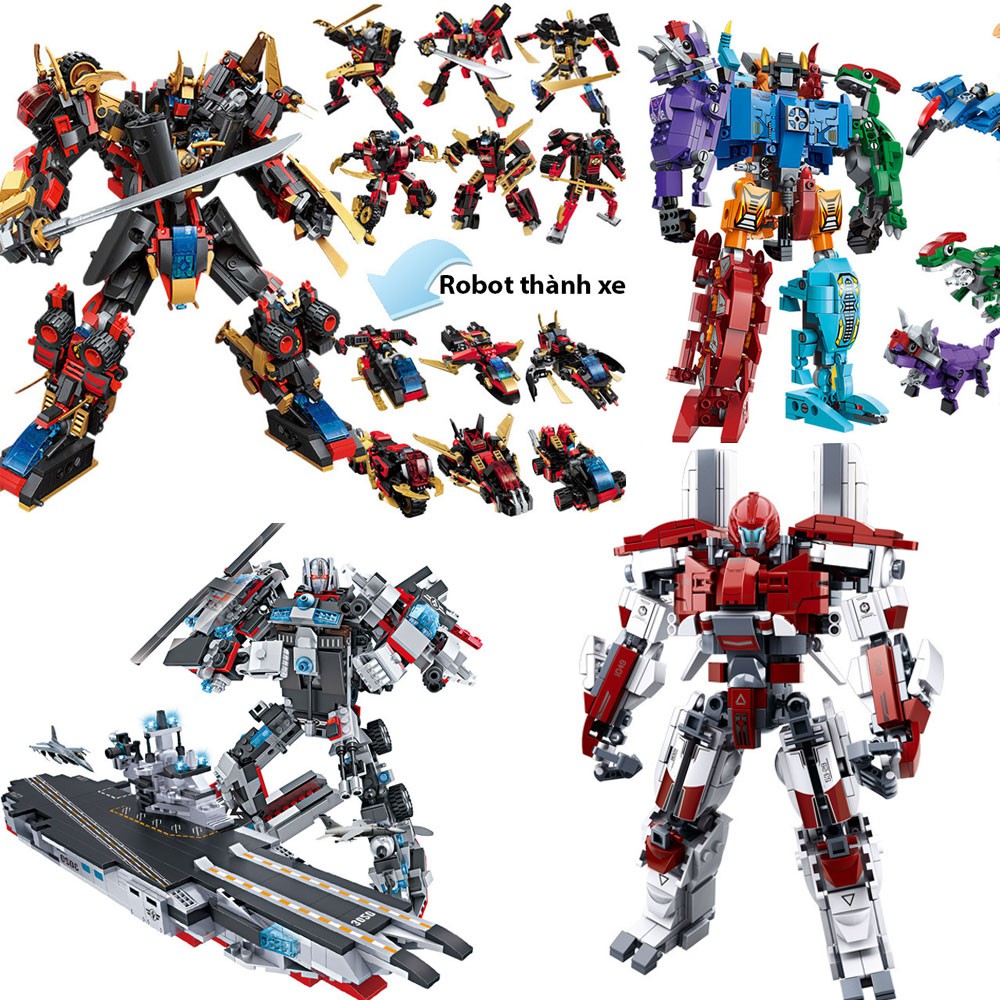 Đồ chơi lắp ráp Kiểu Lego Robot biến hình 6 trong 1 Với hơn 900 chi tiết nhựa ABS có hơn 20 mẫu siêu ngầu