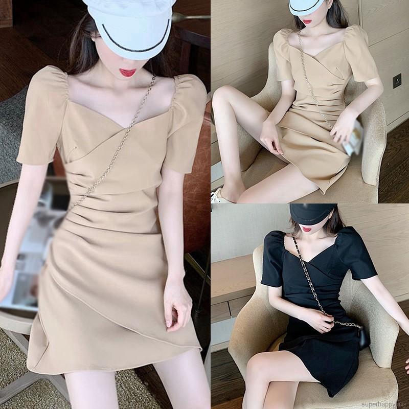 Đầm cổ vuông tay phồng cỡ nhỏ thời trang gợi cảm cho nữ