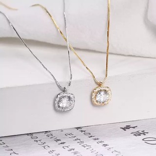 Dây chuyền bạc nữ mặt đá vuông- Dây chuyền bạc 925 liền mặt đá vuông.