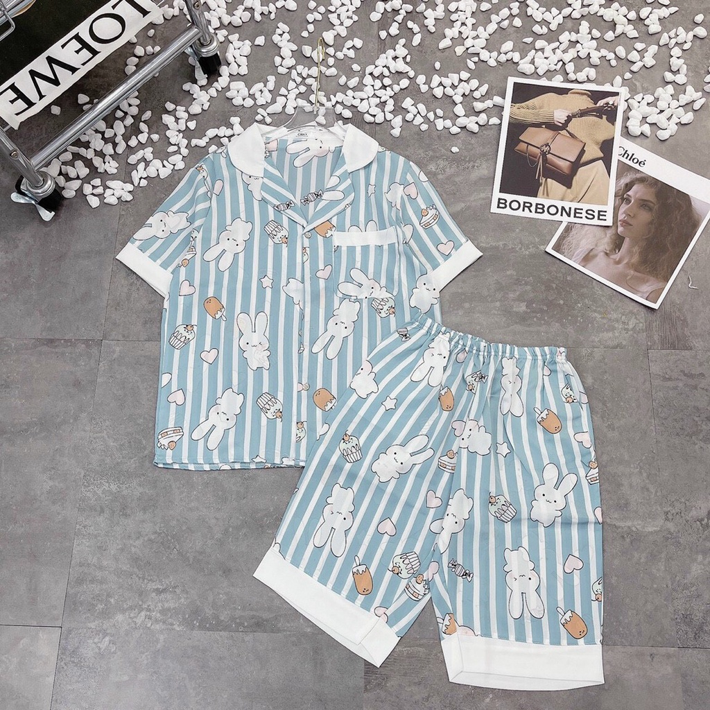 Đồ bộ nữ  Lửng pijama dễ thương lụa