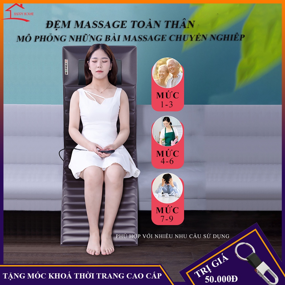 Đệm massage, nệm massage toàn thân, nhiệt hồng ngoại rung 10 điểm 2 đầu bi xoay giúp thư giãn lưu thông khí huyết