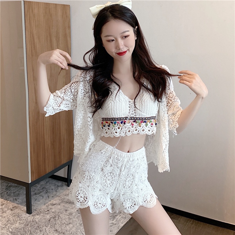 Set ren đi biển bikini sexy Quảng châu hoa đan mới bán rời theo phân loại