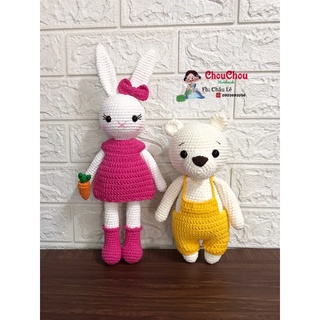 Thú len nhồi bông handmade - Gấu mặc yếm