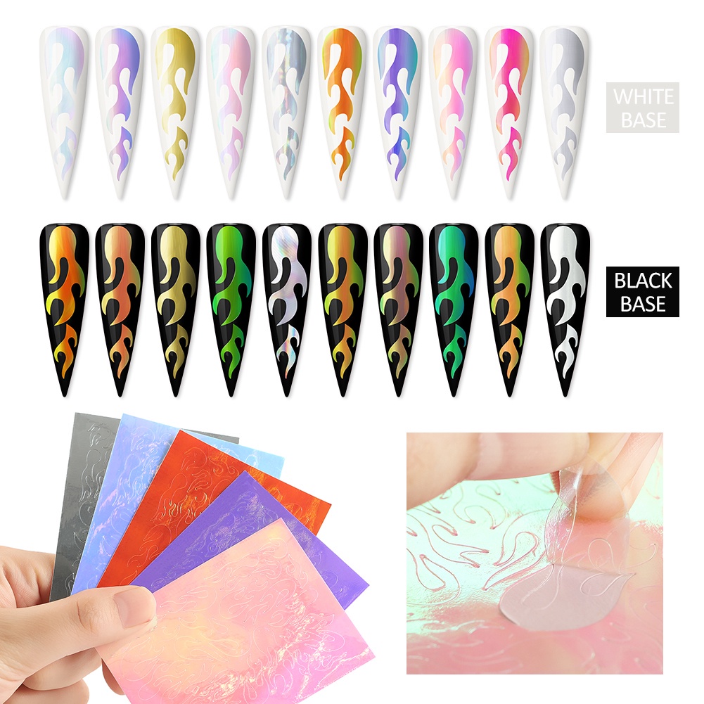 [Hàng mới về] Sticker Dán Móng Tay Họa Tiết Ngọn Lửa Trang Trí Nghệ Thuật