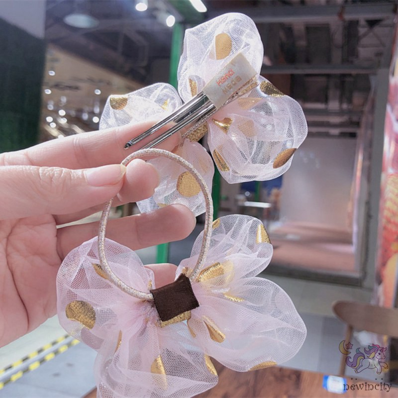 Kẹp Tóc Hình Nơ Lưới Phong Cách Hàn Quốc Cho Bé Gái