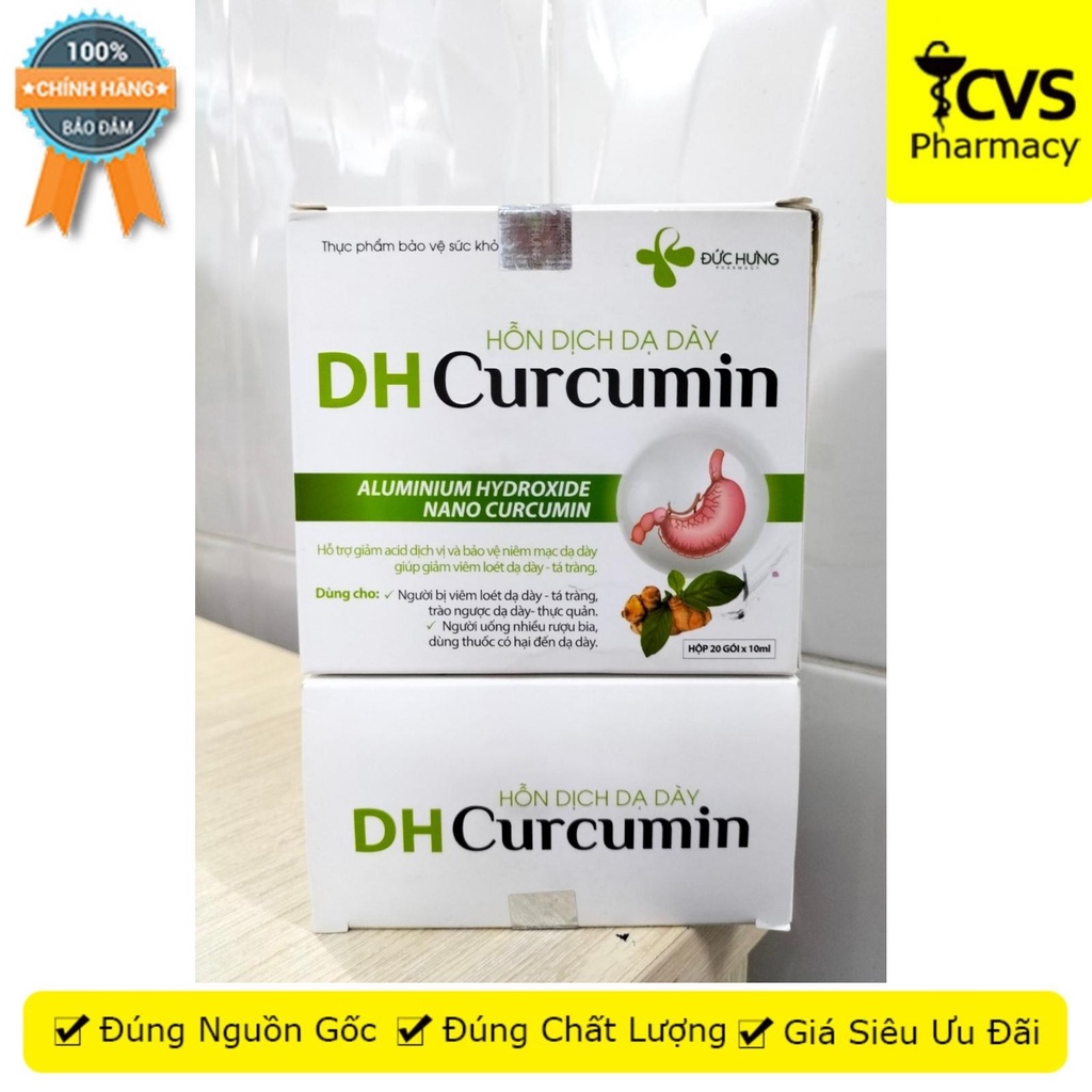 DH Curcumin - Gói uống giảm aicd dịch vị, giảm đau loét dạ dày tá tràng - Hộp 20 gói - CVS Pharmacy