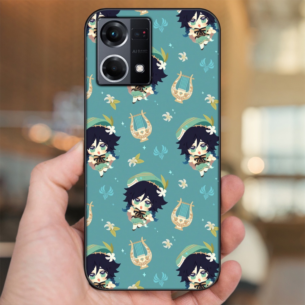 Ốp lưng Oppo Reno 8 4G viền đen in hình Venti Genshin Impact