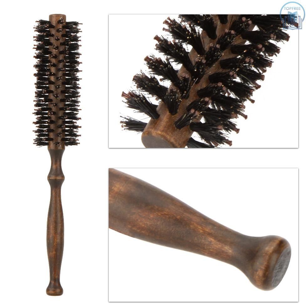 [Hàng mới về] Lược chải tóc đầu tròn tay cầm bằng gỗ dành cho uốn tóc