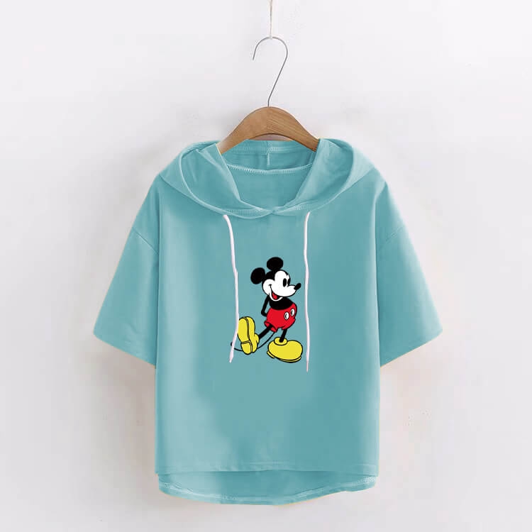 Áo Hoodie Có Nón Ngắn Tay Thời Trang Cho Nữ