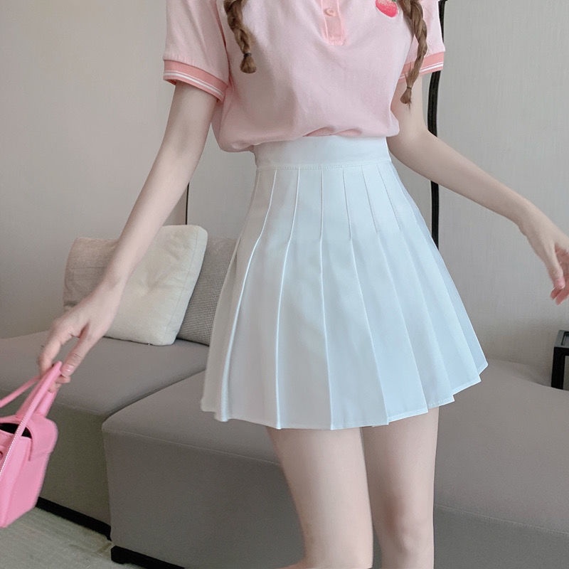 Set Áo polo Ngắn Tay Cổ Bẻ + Chân Váy Xếp Ly Thời Trang Nữ