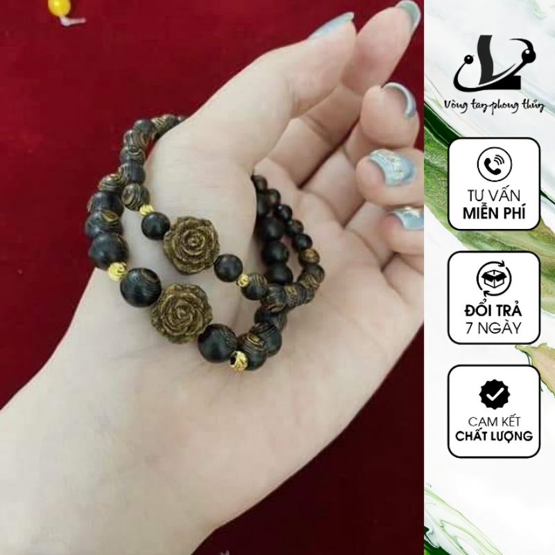 Vòng Tay Trầm Hương Mix Chamr Hoa Hồng. Trầm Sánh Tự Nhiên - N73 | BigBuy360 - bigbuy360.vn