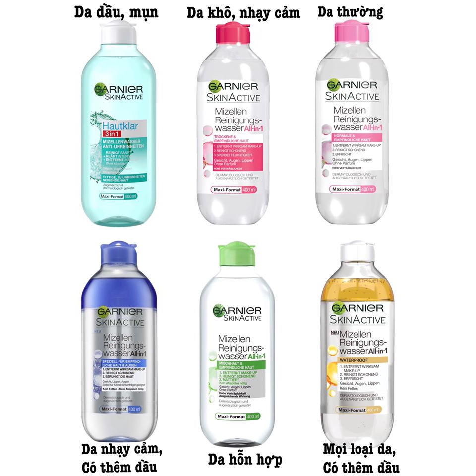 Nước Tẩy Trang Và Làm Sạch Cho Mọi Loại Da Garnier Micellar Water 400ml