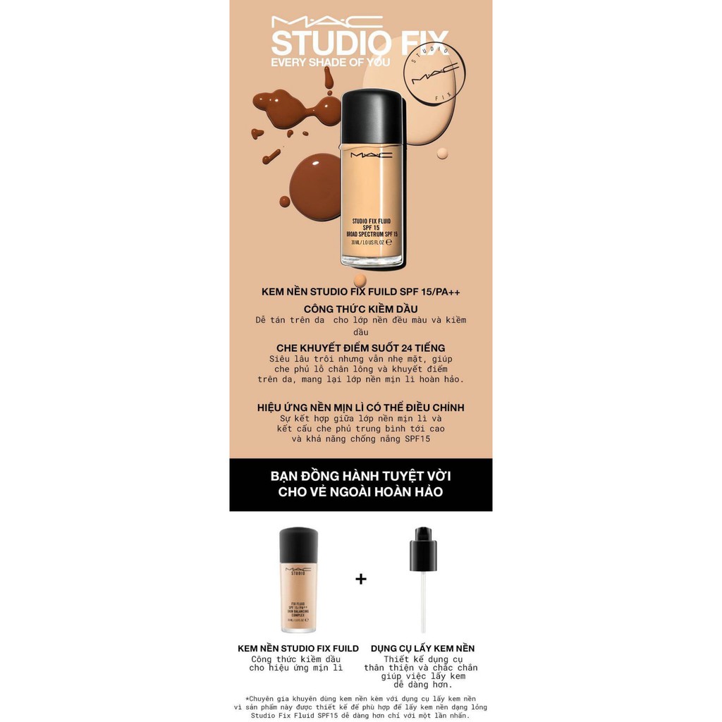 MAC - Kem nền Studio Fix Fluid SPF 15 Broad Spectrum 30ml