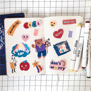 SET STICKER CUTE BEAR TRANG TRÍ SỔ BULLET JOURNAL, DÁN ĐIỆN THOẠI, MÁY TÍNH
