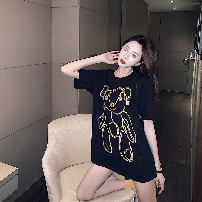 Áo thun phông nam nữ form rộng Familylove - Mẫu áo Unisex Gấu Bear nét vàng chất Cotton 100% cao cấp