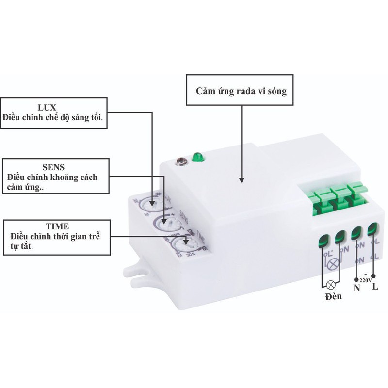 ĐUI ĐÈN CẢM ỨNG VI SÓNG CHỮ NHẬT DC-701H