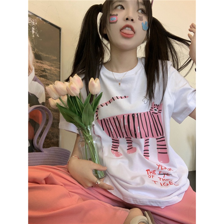 NRVP Áo Thun Nữ Tay Ngắn In Hình Phong Cách Hàn Quốc Thời Trang Mùa Hè 2022