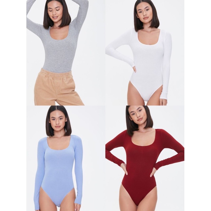 Bodysuit Tay Dài Cổ Tròn Basic F21