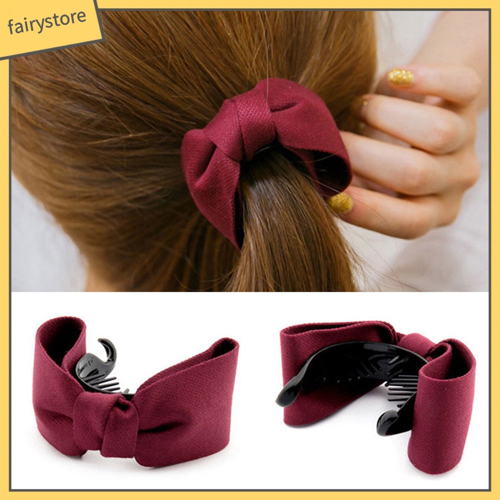 Kẹp Tóc Hình Nơ Lớn Màu Trơn Thời Trang Cho Nữ
