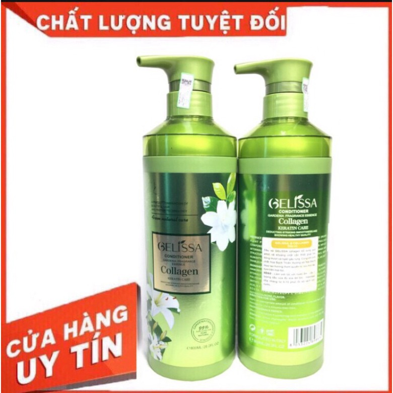 Dầu gội xả collagen Gelissa phục hồi tóc mềm mượt 800 ml
