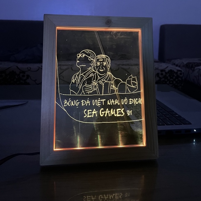 Đèn ngủ led RGB Gma, đèn ngủ handmade tự khắc theo yêu cầu