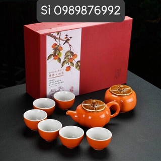 Bộ ấm chén trà hình quả hồng 8 chi tiết
