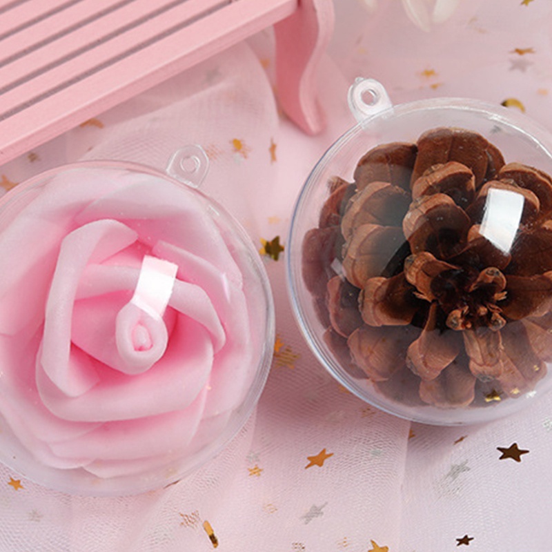 Set 20 quả bóng nhựa trong suốt làm đồ thủ công treo cây thông/trước cửa nhà trang trí lễ giáng sinh DIY
