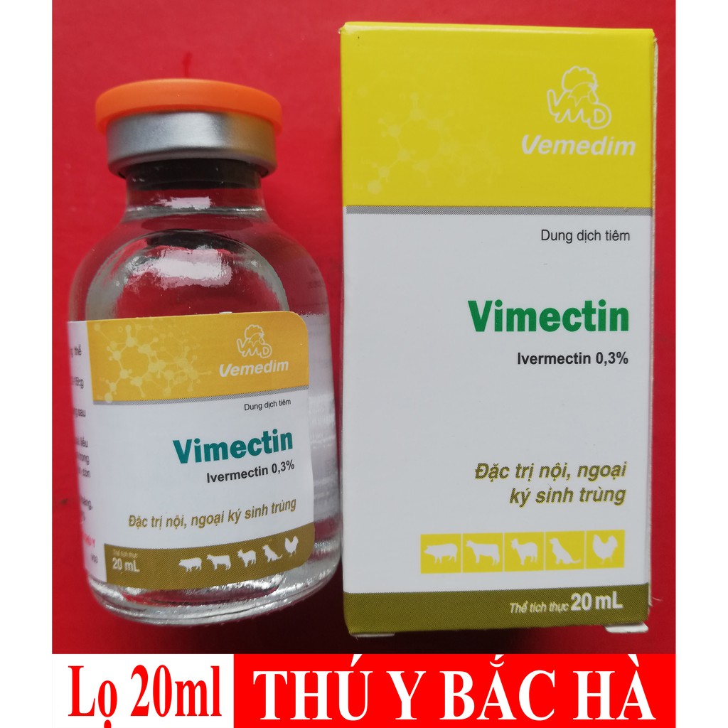 1 lọ Vimectin 20 ml Sản phẩm cao cấp chuyên dùng cho trâu, bò, dê, cừu, heo, gia cầm, chó, mèo, thỏ