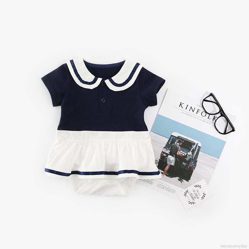 Bộ áo liền quần ngắn tay đính nơ đáng yêu cho bé trai