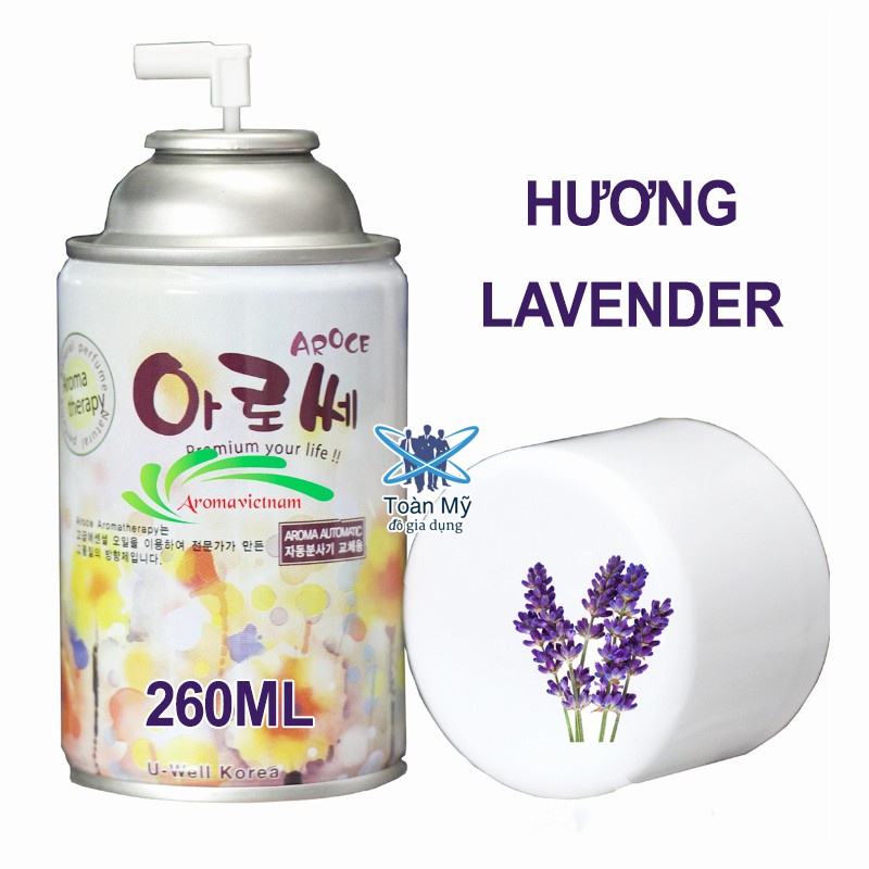 [Mau giao hàng] Bình xịt thơm phòng cho máy xịt tự động Aroma - Hương Lavender, 260ML, Hàn Quốc