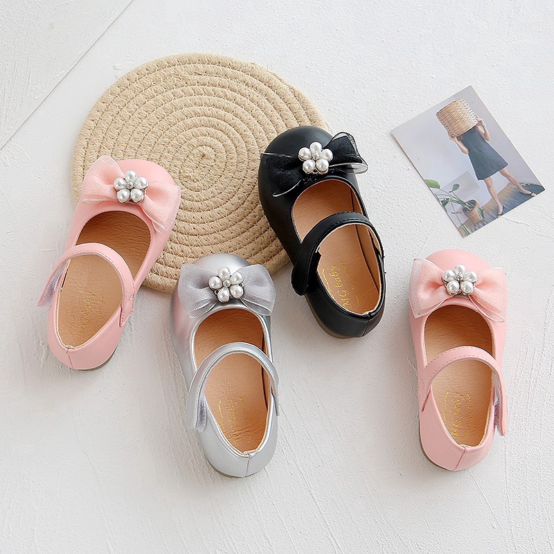 Giày Quai Dán Đính Nơ Cho Bé Gái (2-6 Tuổi)