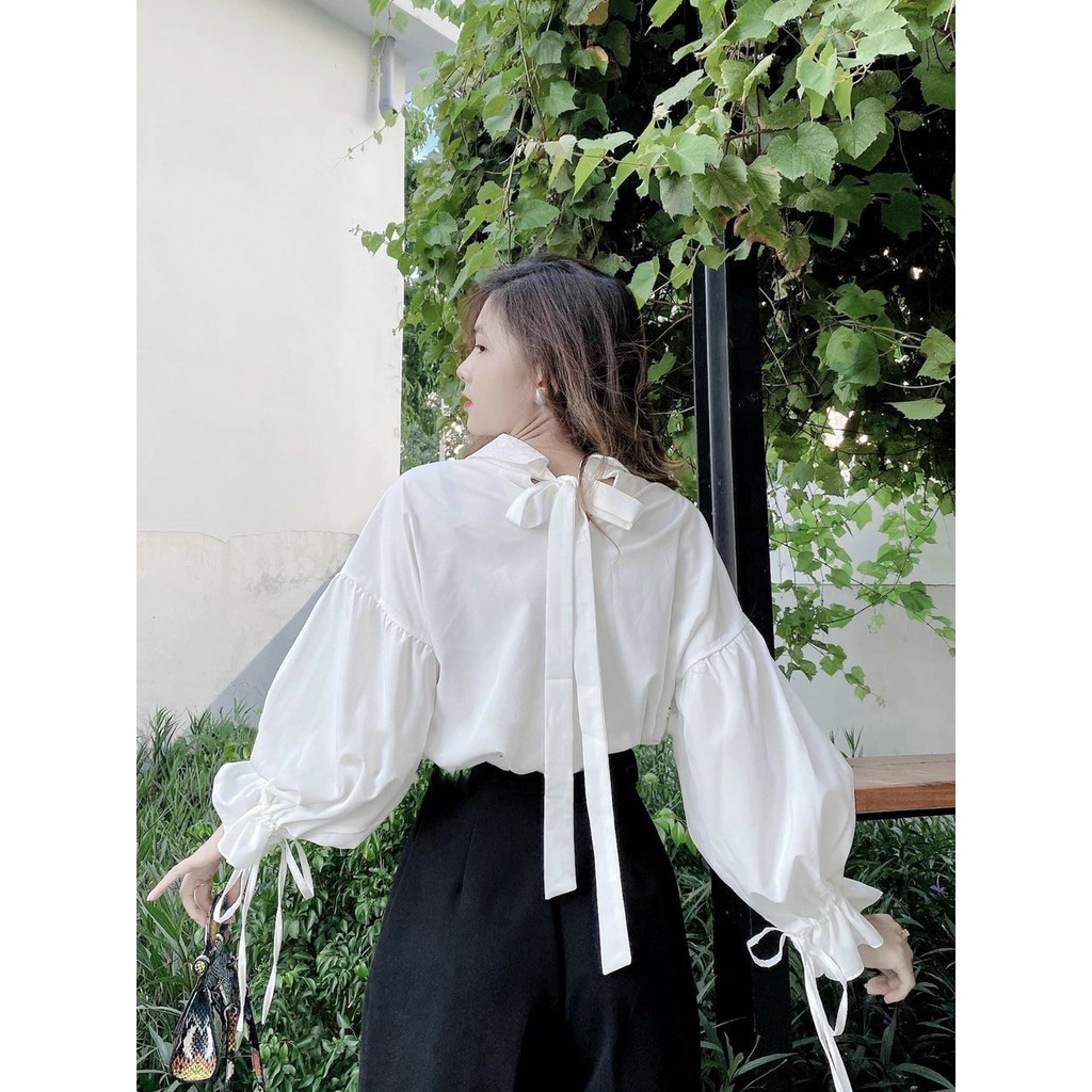 [BÁN CHẠY] Áo trắng nơ xinh Tay Dài Xinh KV1811201