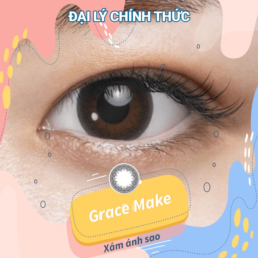 [50k/chiếc] KÍNH ÁP TRÒNG MÀU XÁM ÁNH SAO GRACE MAKE - Lens SEED 1 ngày - Eye Coffret 1day UV M (CÓ ĐỘ LẺ TỪ 0.25)